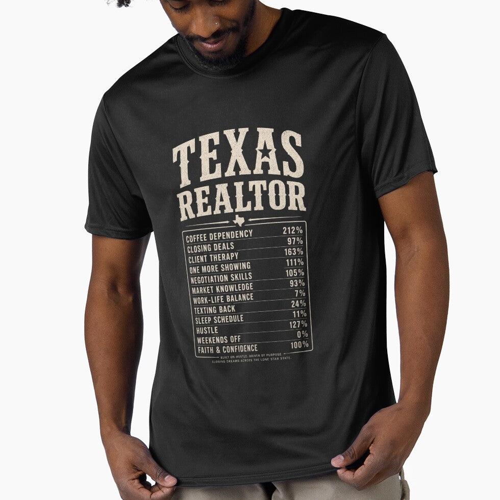 Texas Realtor Nutrition Facts Shirt for Women | Funny Realtor Gift by CoachEkong