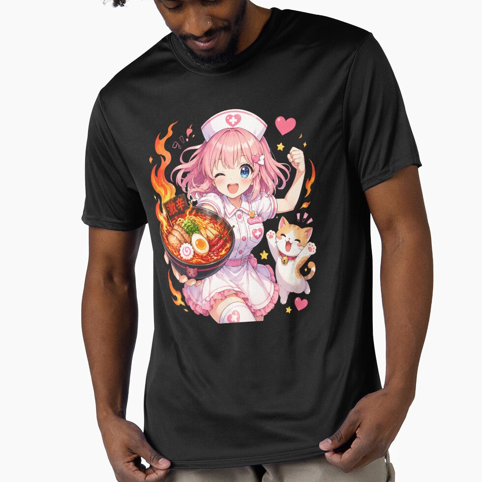 Cat Lover Funny Motivational Kawaii Strong Anime Nurse Eating Spicy Ramen Gift by Im-Ara