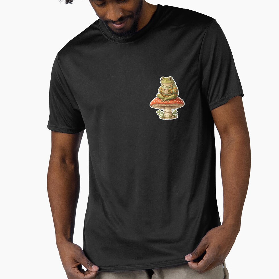 Cute Frog Sitting on Mushroom by nexelora