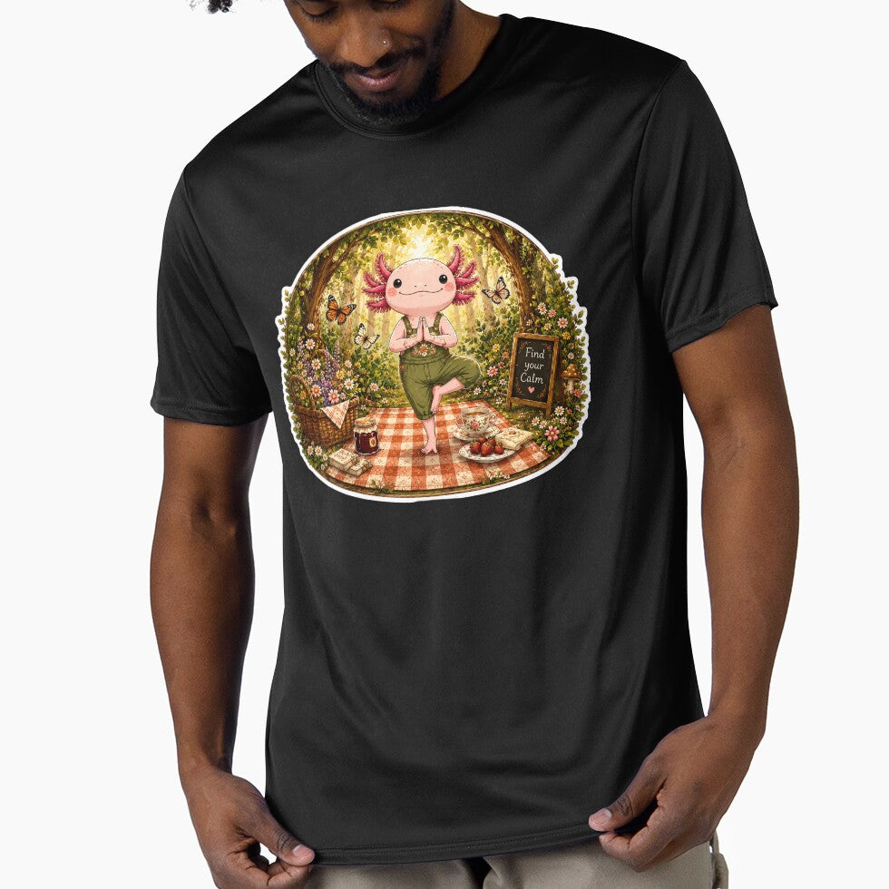 Cute Axolotl Yoga Cottagecore Forest Picnic Design by Spectre Creates
