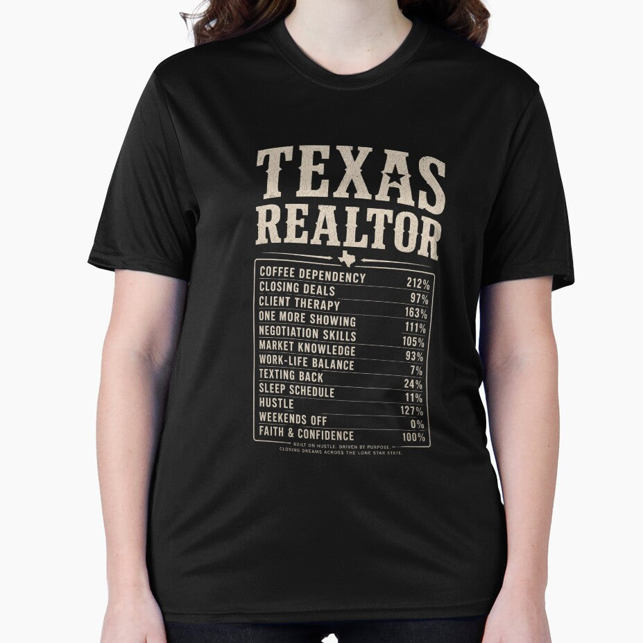 Texas Realtor Nutrition Facts Shirt for Women | Funny Realtor Gift by CoachEkong