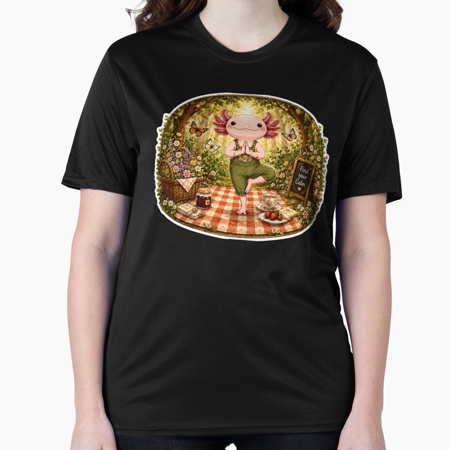 Cute Axolotl Yoga Cottagecore Forest Picnic Design by Spectre Creates