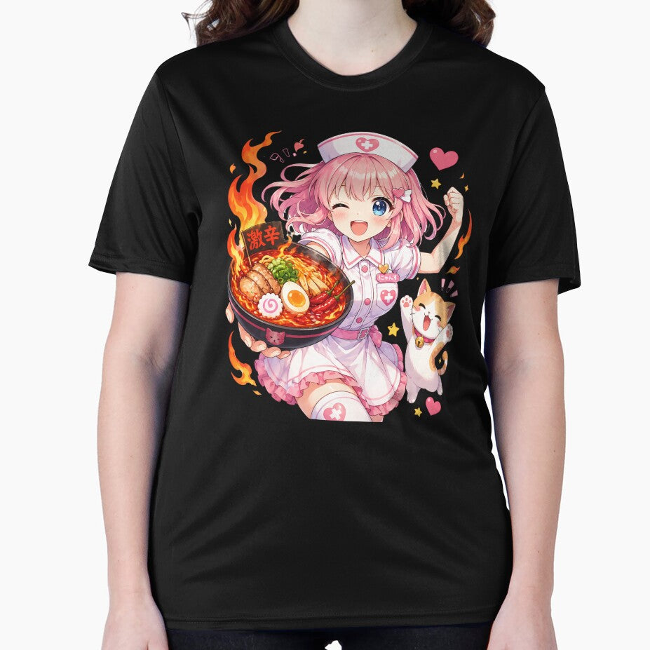 Cat Lover Funny Motivational Kawaii Strong Anime Nurse Eating Spicy Ramen Gift by Im-Ara