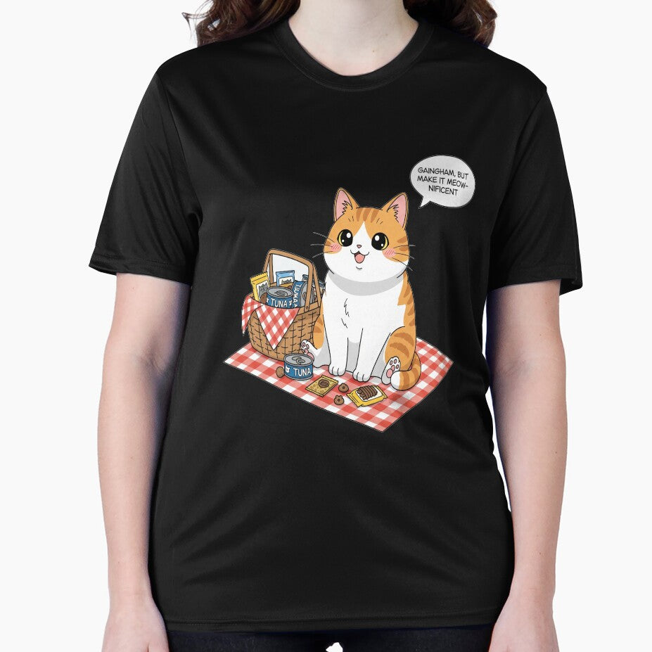 Gingham Picnic Cat Cottagecore Aesthetic Kawaii Cat T-Shirt & Stickers by Neko-Doodle-co