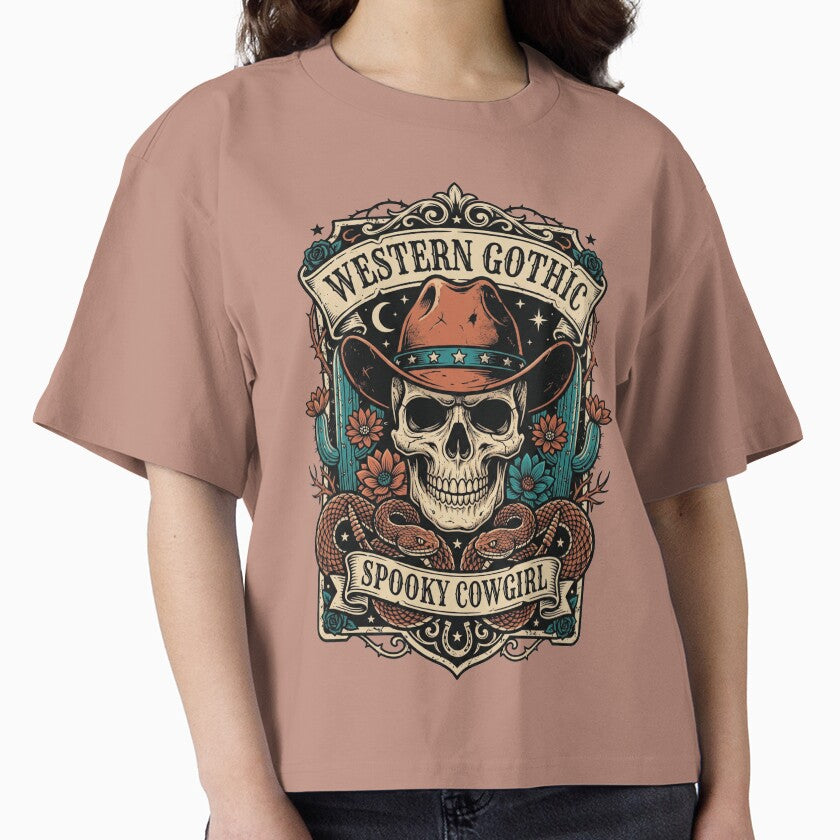Spooky Cowgirl Shirt Western Gothic Skull Tee Dark Country Aesthetic Apparel by KAYJAY DESIGNS