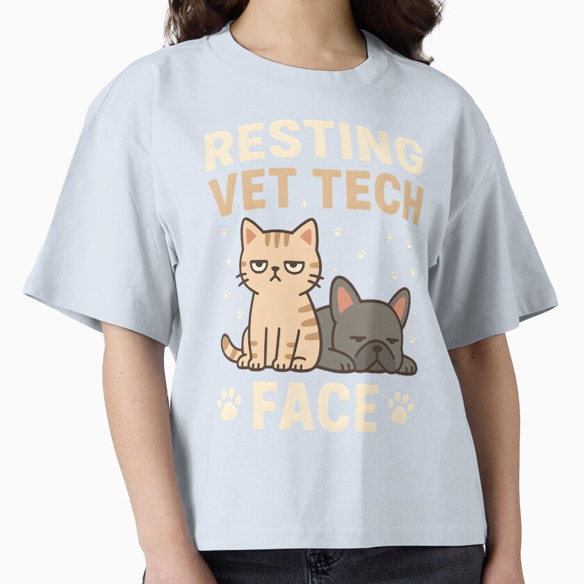 Resting Vet Tech Face T-Shirt, Funny Veterinary Technician Gift, Cute Animal Nurse Graphic Tee, Vet Clinic Humor Shirt by JoyBoyStudio1