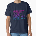 Stay Weird – Bold Minimalist Typography Sticker & T-Shirt Design by RouniBoutique
