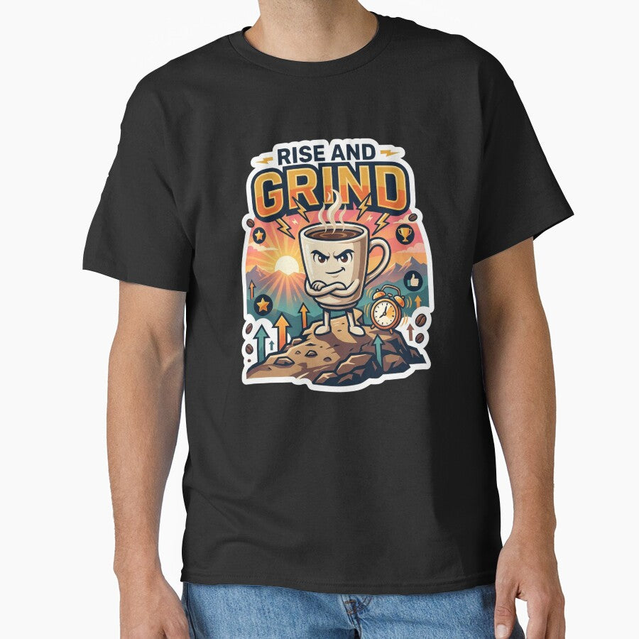Rise And Grind Funny Coffee Lover Design by Pixel Analytics