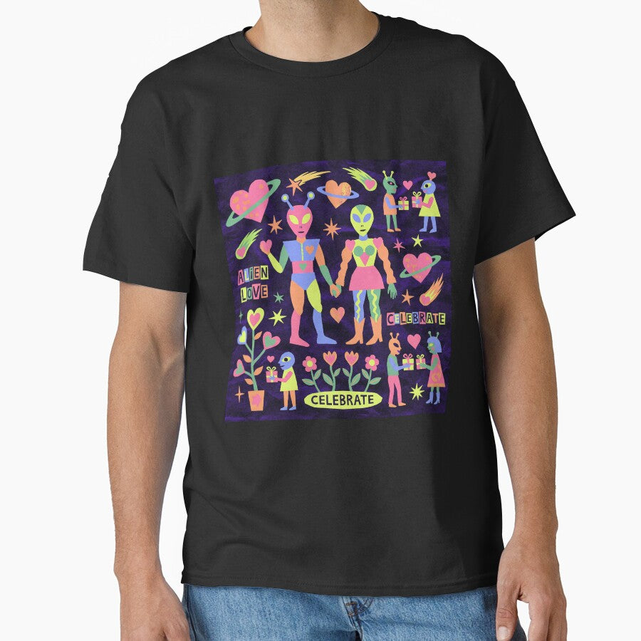 Neon 90s Blacklight Alien Love Celebration by zzz888