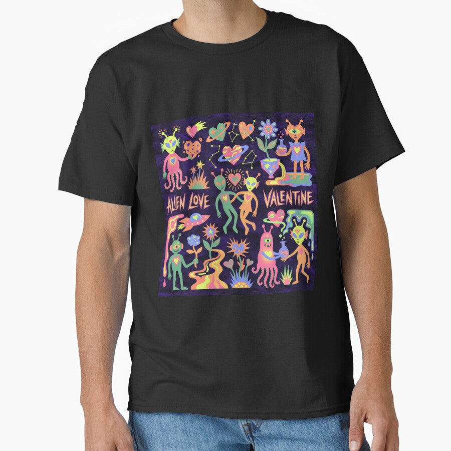 Neon Psychedelic Alien Love Valentine Blacklight Aesthetic by zzz888