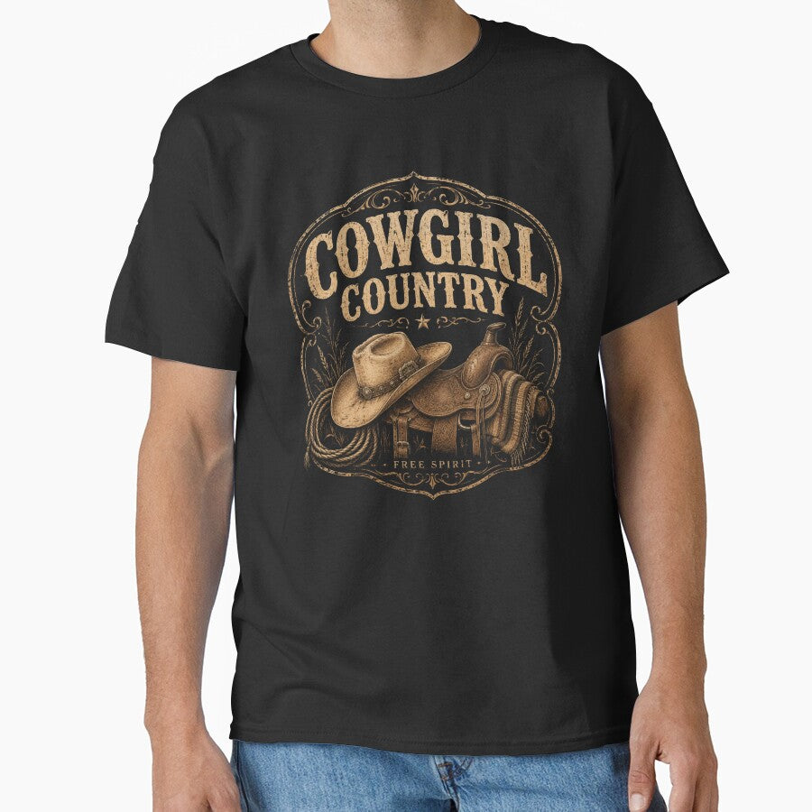 Cowgirl Country Free Spirit Vintage Western Saddle Graphic by Anyshca