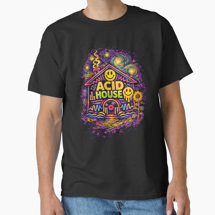 Acid House House Neon Art – Old School Rave Smiley Design by leyfinder