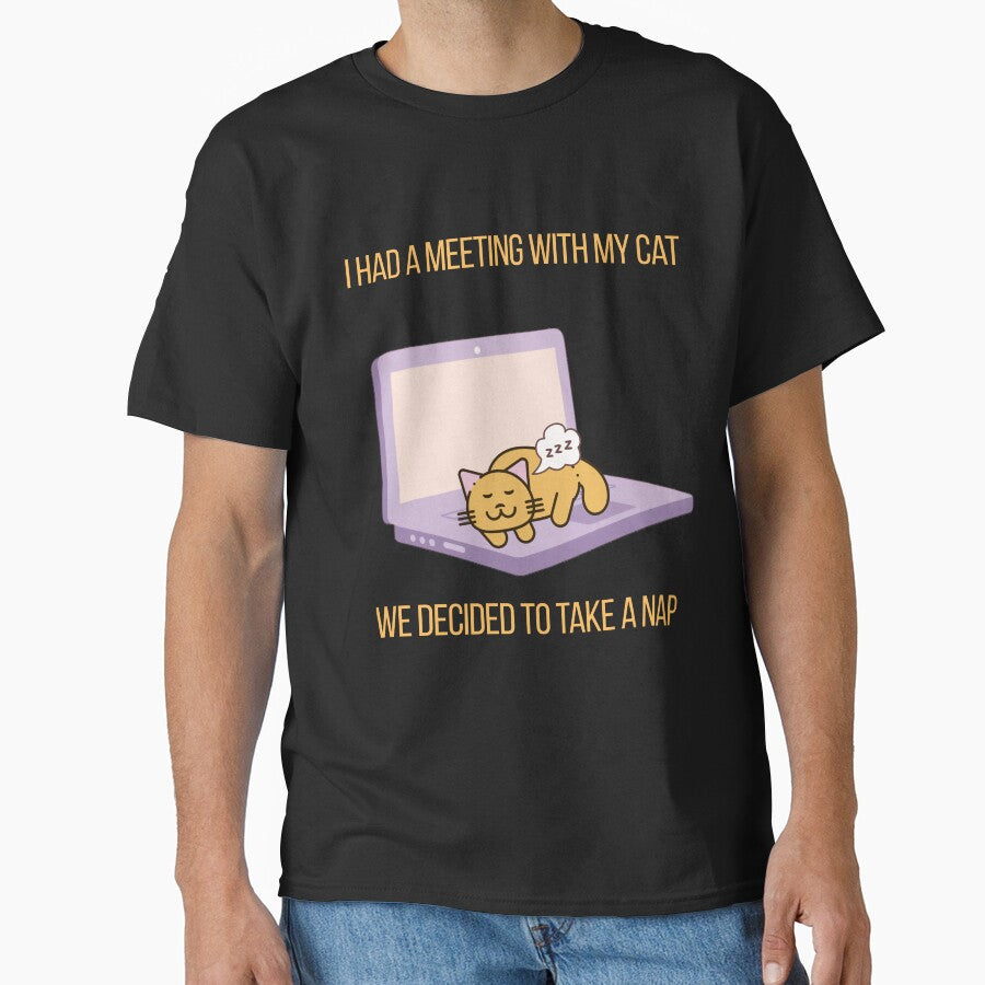 Funny Home Office Cat Meeting Nap Time Humor by BeardWave