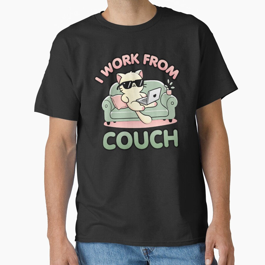 I Work From Couch – Lazy Cat Remote Worker Design by Karma Design