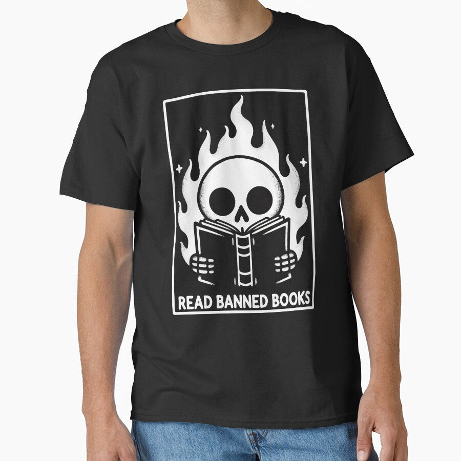 Read Banned Books Monochromatic Skeleton by TomFrontierArt