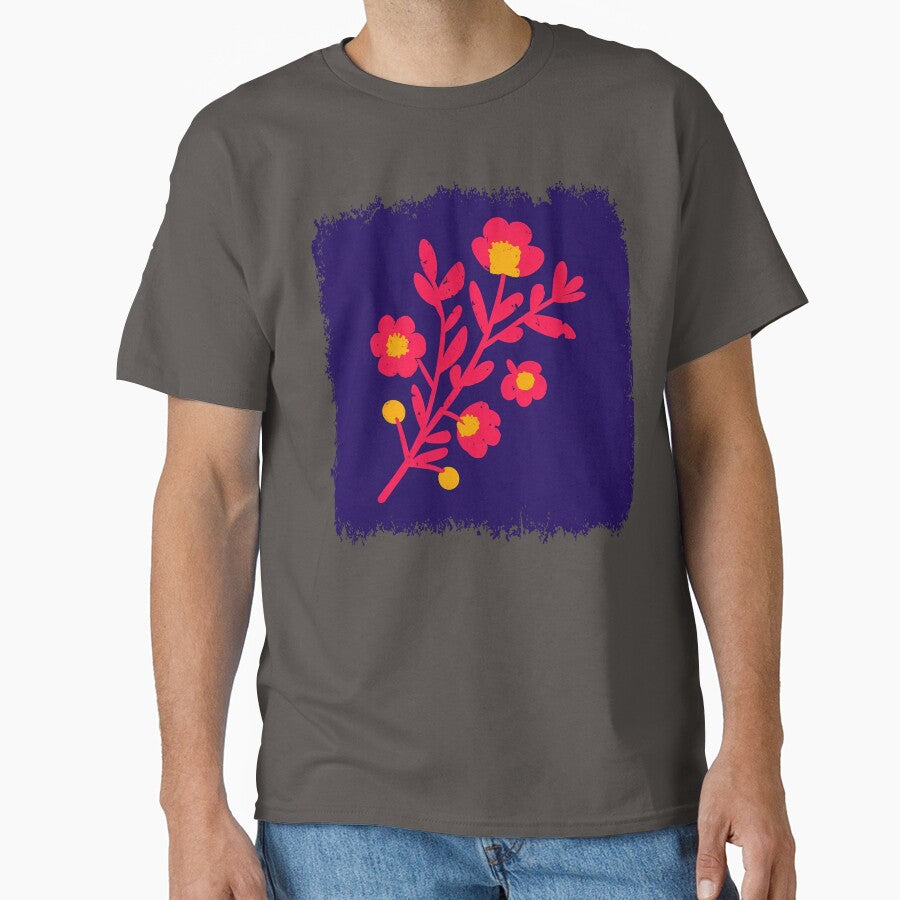 Chic Folk Art Botanical - Textured Pink Wildflower by UniqueDesign751