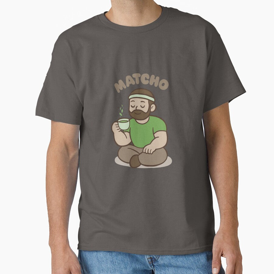 Matcho – Funny Matcha Pun with Macho Man Drinking Green Tea by Tattyarts