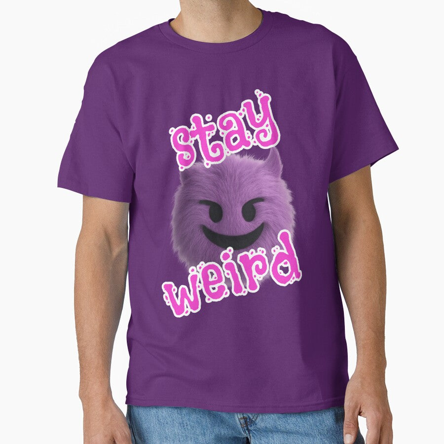 Stay Weird Purple Fluffy Monster Saying Pink by Mauswohn