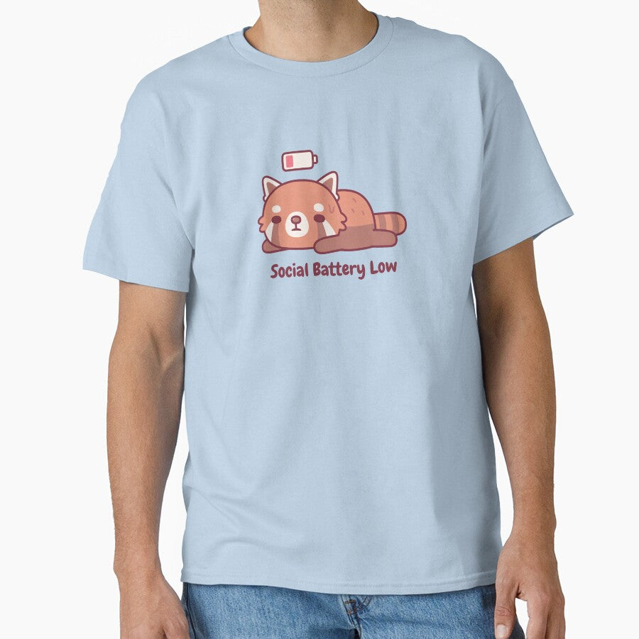 Cute Tired Red Panda Introvert Social Battery Low by rustydoodle