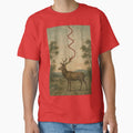 Red Thread Stag Vintage Forest Painting by ALShammari965