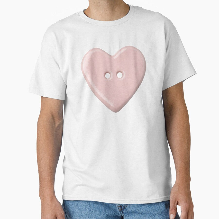 pink heart button by teethfairy