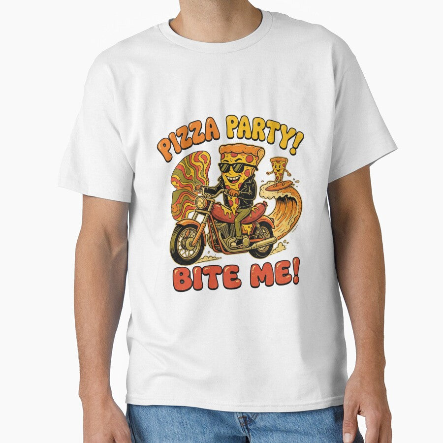 Biker Pizza Party! Bite Me! (Retro Rocker) by AI Experiment Lab