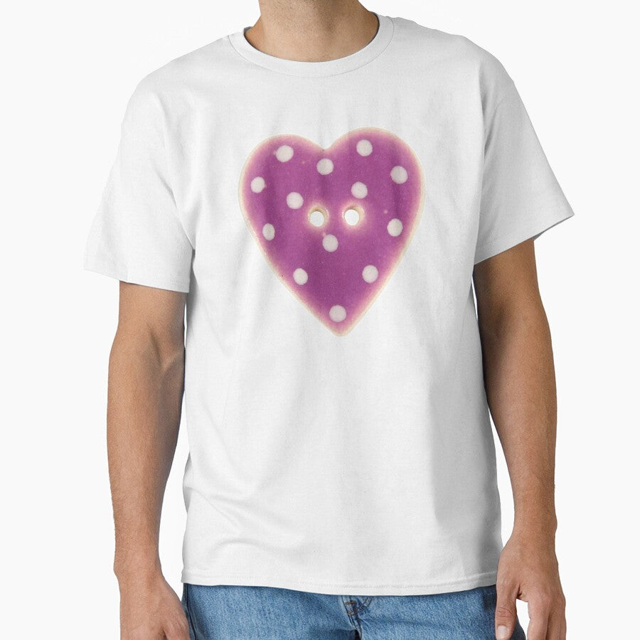 purple polka dot heart button by teethfairy