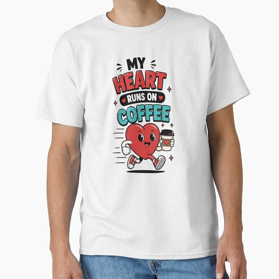 My Heart Runs On Coffee Funny Quote by Gift Phrase Studio