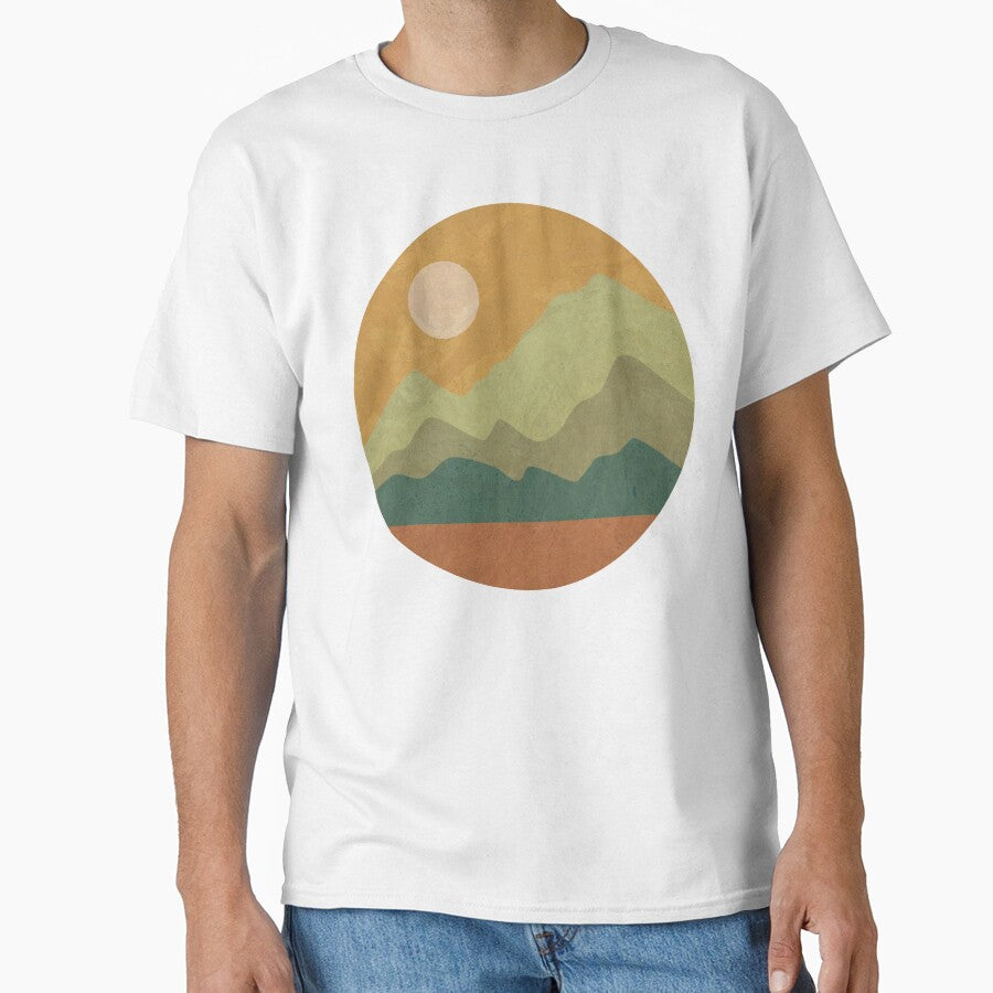 Retro Sunset Landscape Circle Vintage Earth Tone Nature Design by TickleTeeCo