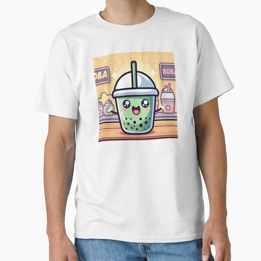 bubble tea kawaii barista with boba world background by SaraDatCool