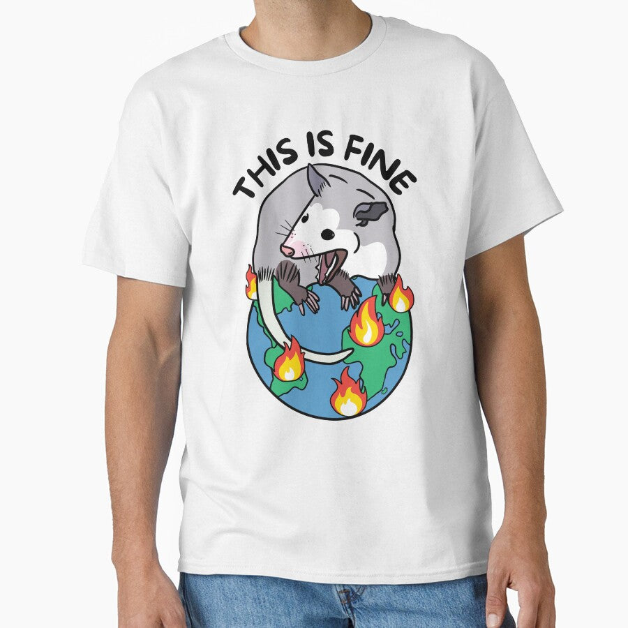 Opossum Screaming This Is Fine Planet On Fire by Unhinged Hellions