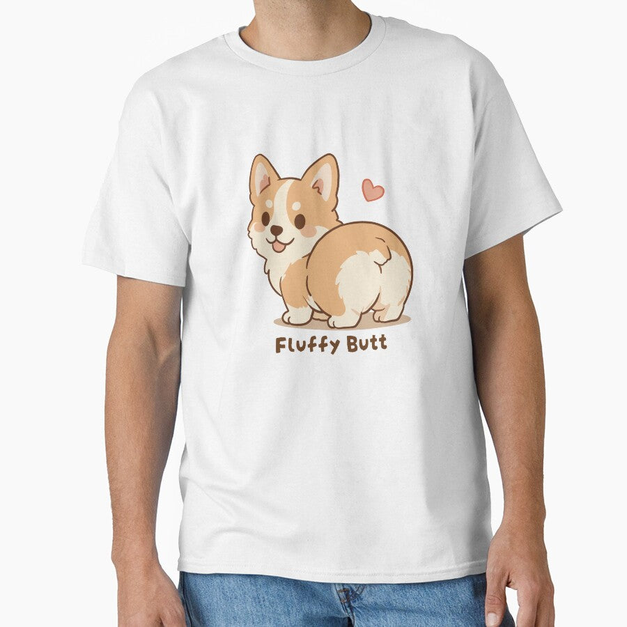 Corgi Fluffy Butt Cute Kawaii Puppy by MJ ART