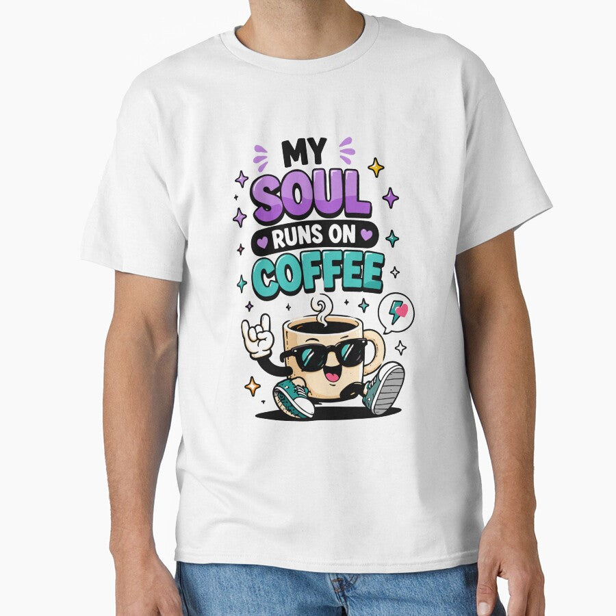 My Soul Runs On Coffee Funny Coffee Quote by Gift Phrase Studio