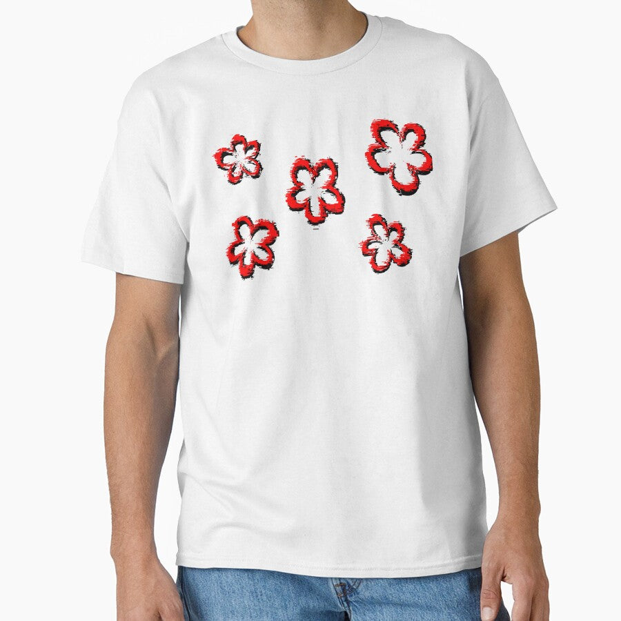 Funky Red Retro Glitch Flowers Sticker Pack by that5280lady