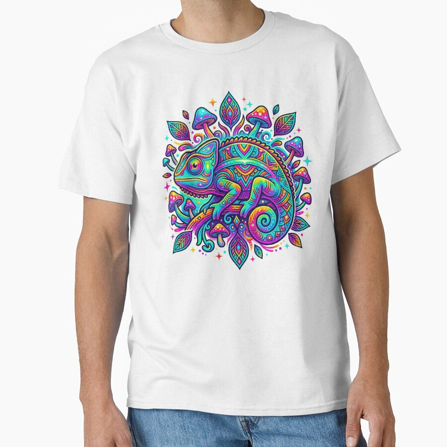 Psychedelic Neon Chameleon Trippy Mushroom Mandala Art by MT-Hub | Art for Every Soul