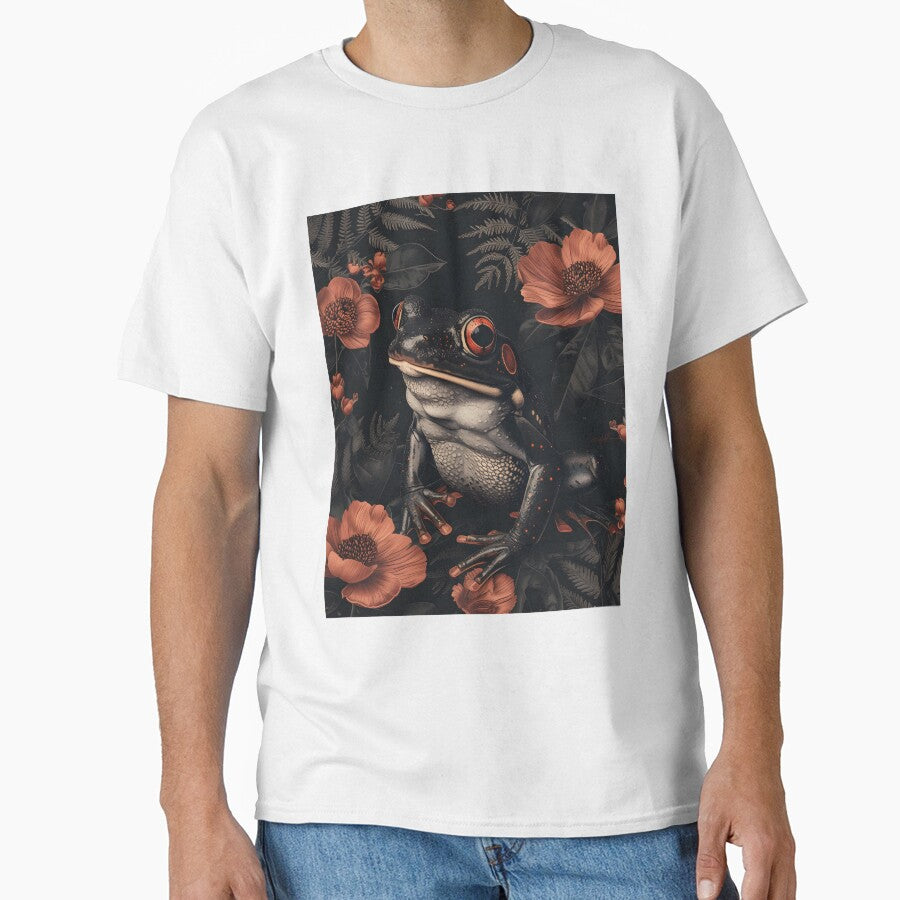 Dark frog with red flowers - dark cottagecore academia aesthetic by Fantasy Cache