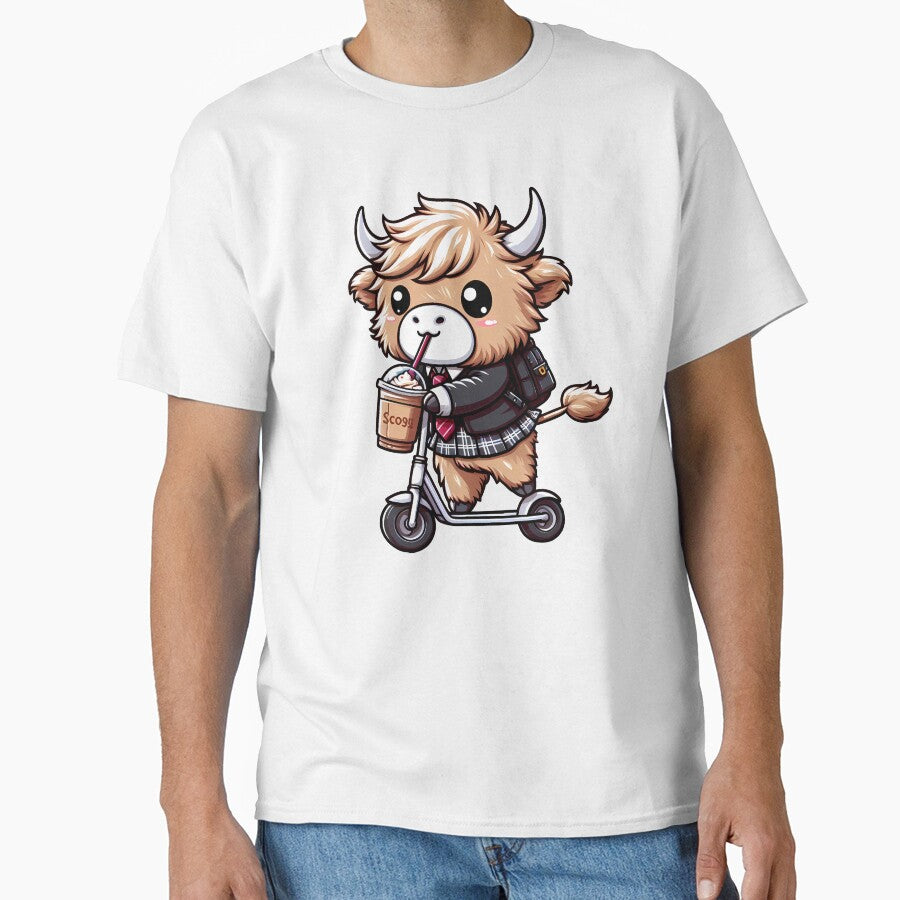 Fluffy Baby Highland Cow Ride Electric Scooter by Funny Vintage Stickers And T-Shirts
