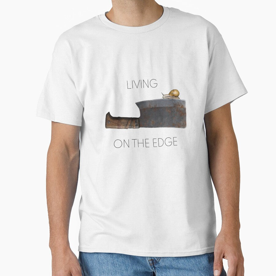living on the edge, motivational poster, snail on cleaver by Rude Distractions