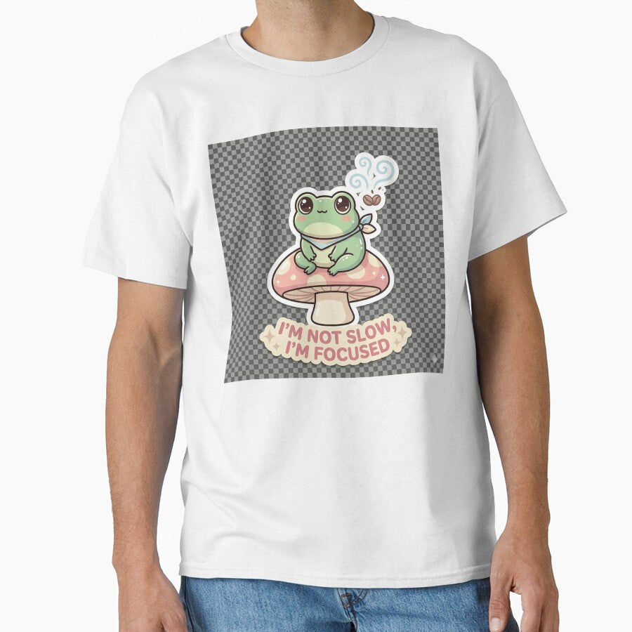Cute Kawaii Frog on Mushroom, I'm Not Slow I'm Focused Sticker by R & K Fashions