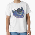 Hand-Drawn Cosmic Mushroom Cat Whimsigoth Galaxy Art by LeshanArt