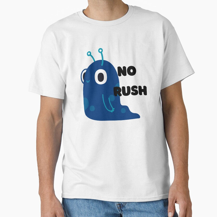 No Rush - Cute Blue Slug Slow Living Art by RohiMade