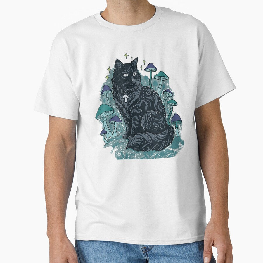 Whimsigoth Black Cat Forest Folk Art by LeshanArt