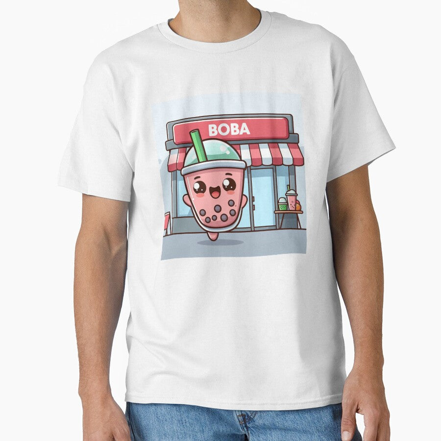stawberry bubble tea dancing outside a boba shop by SaraDatCool