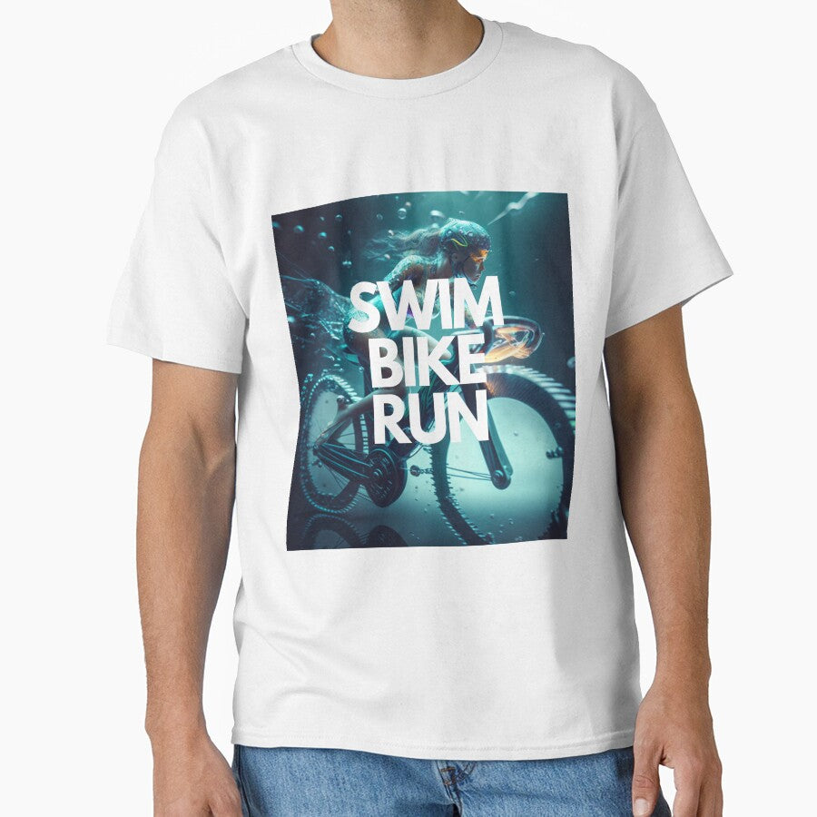 Swim Bike Run Triathlon White on Black Cyber Fairy Grunge, Split lighting, Hyperrealistic intricate detail, finely detailed by Triathlongram