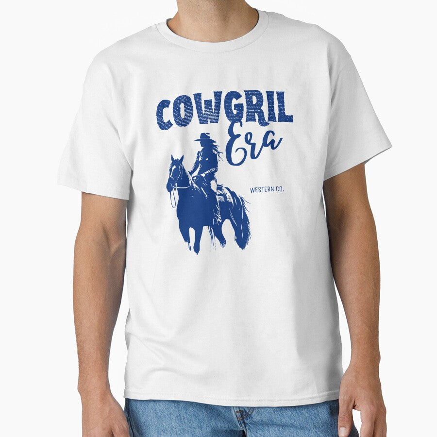 COWGIRL Era | Vintage Blue Cowgirl Silhouette and Horse Print by tarzbol