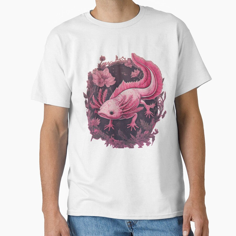 Floral Pastel Pink Axolotl by CreatureZDesign