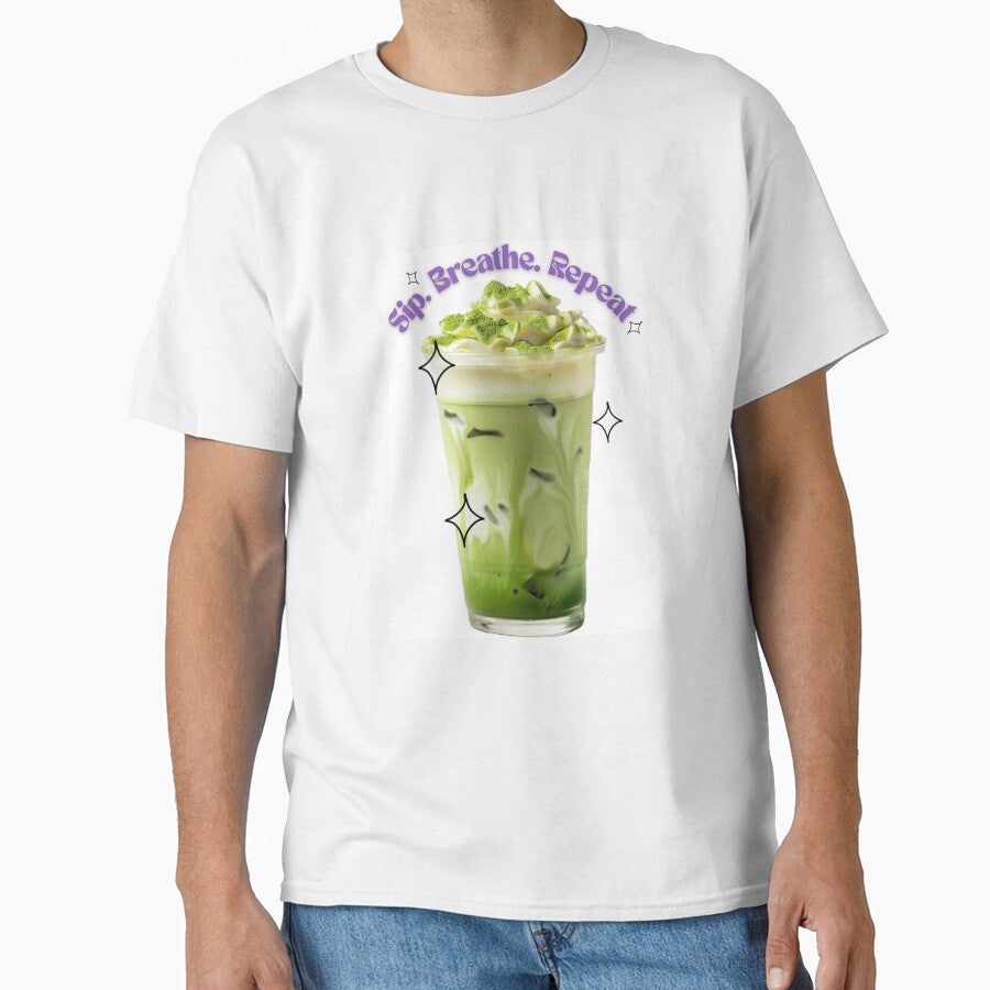 Sip. Breathe. Repeat – Matcha Aesthetic Iced Latte Design by Designnari