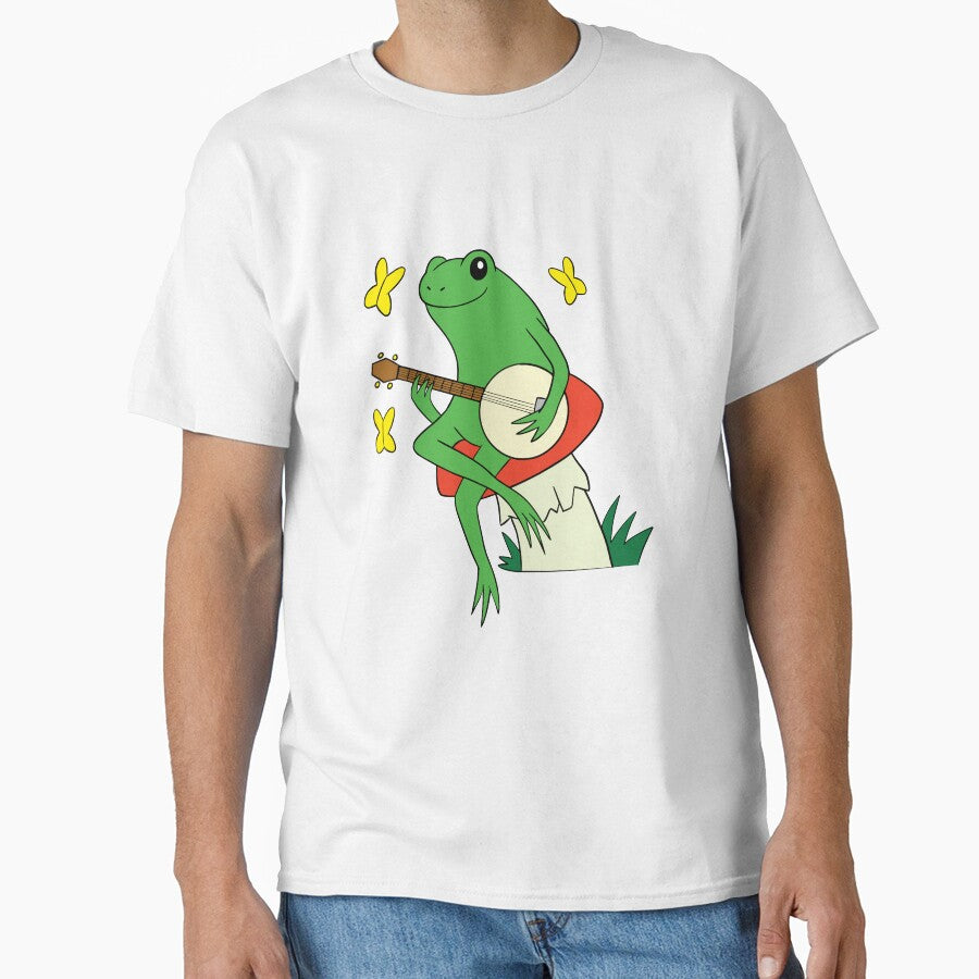 Banjo Playing Frog Sitting on a Red Toadstool by ToadsWorkshop