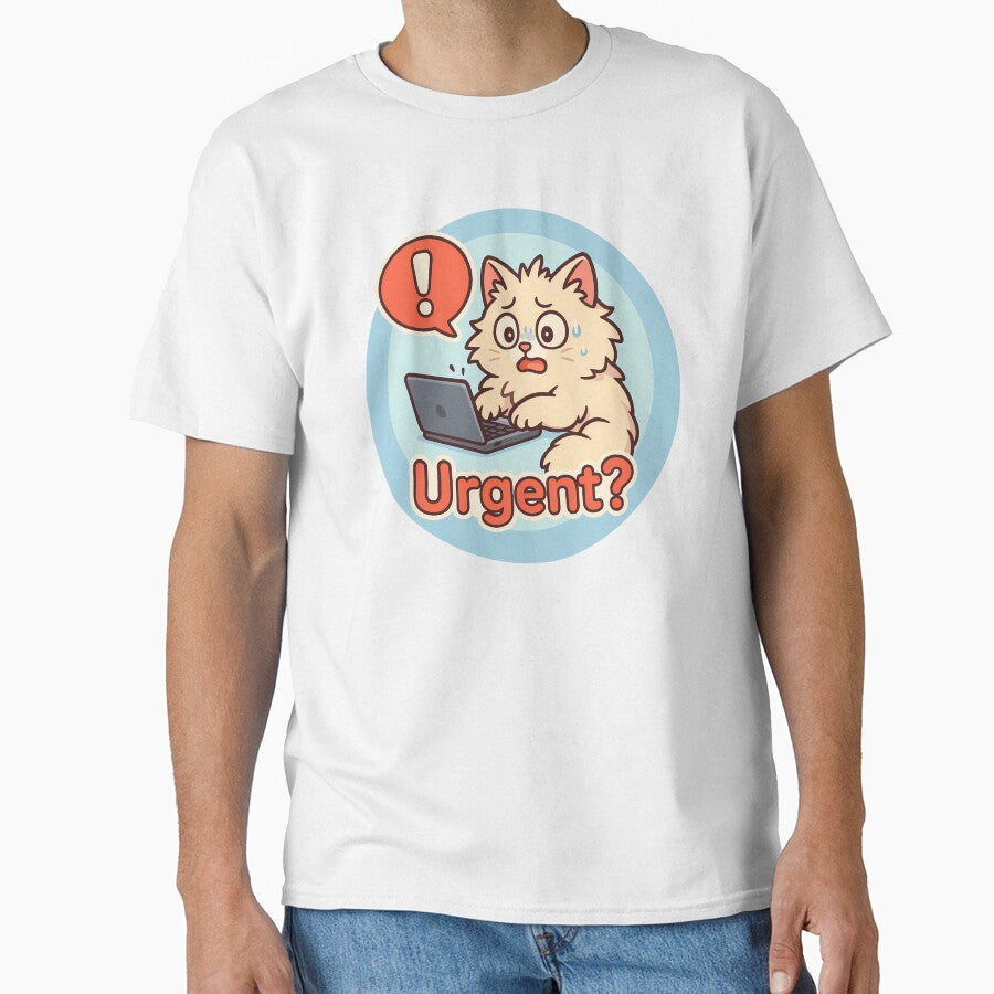Stressed Cat Urgent Laptop Sticker by Yuliya Brush