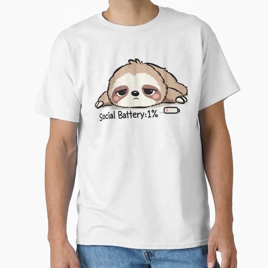 Social Battery 1% Sloth | Cute Introvert Sloth | Funny Social Battery Meme by Kutiefy-shop